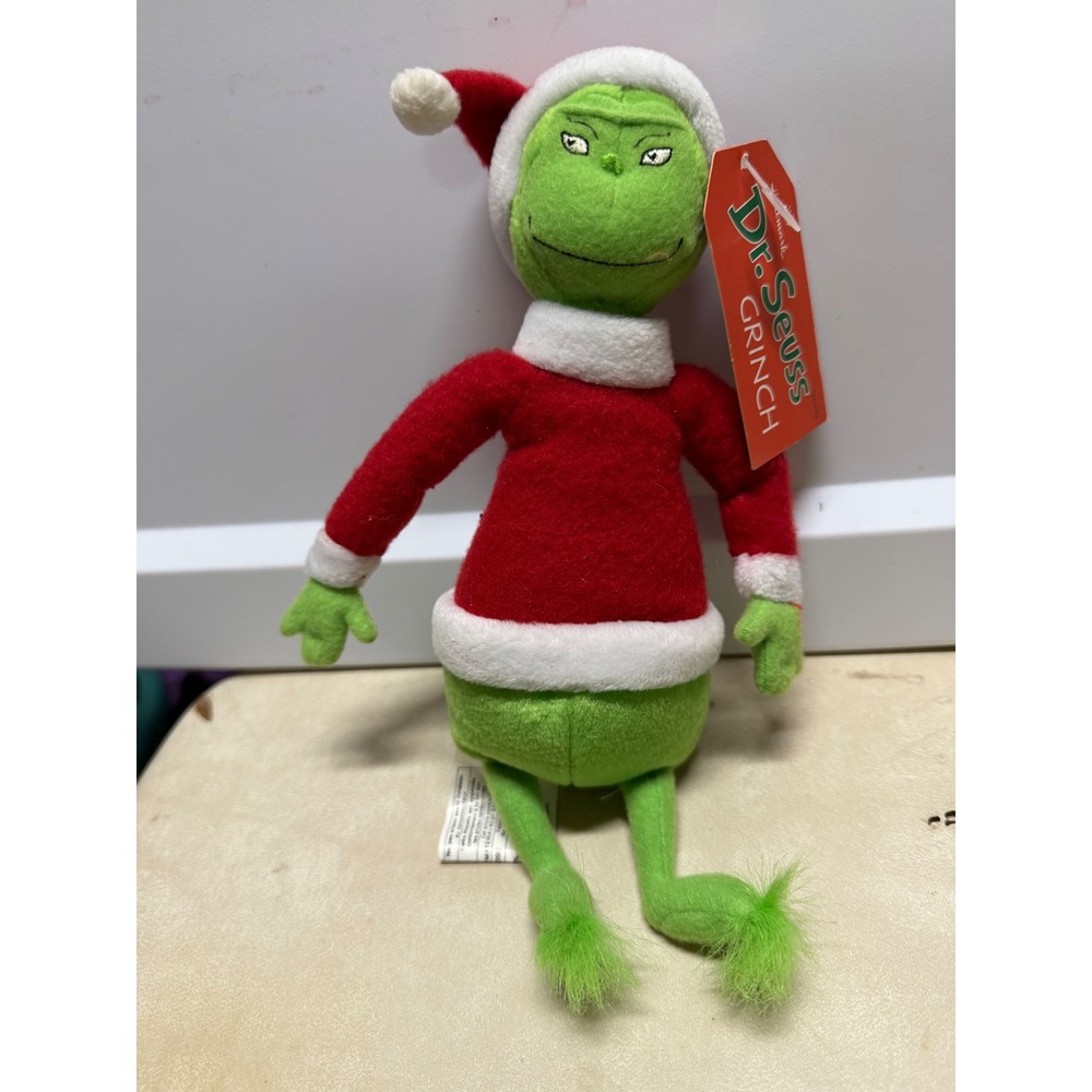 Hallmark 10" Dr Seuss The Grinch Santa Plush Christmas Stuffed Toy XPF3559 NWT